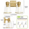 POWLIG 13.77-in 2-Light Gold Modern Dimmable Vanity Light with Cone Clear Glass Shade Suitable for Bathroom Living Room - 3 of 4
