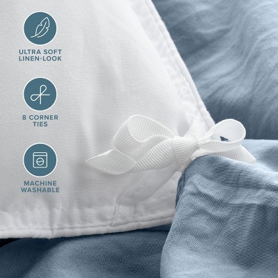 Dusty Blue Ultra-Soft Microfiber Queen Duvet Cover Set