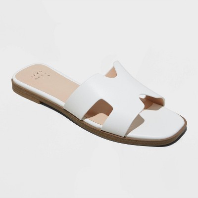 Women's Nina Wide Width Slide Sandals - A New Day™ White 5.5w : Target