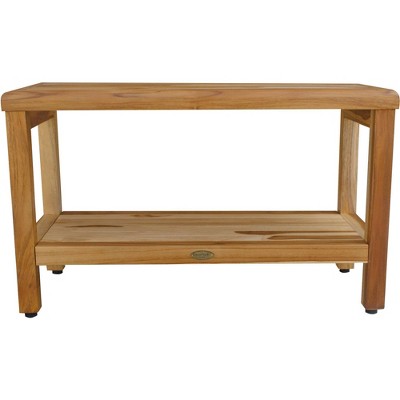 Eleganto 30" Natural Teak Shower Bench with Shelf