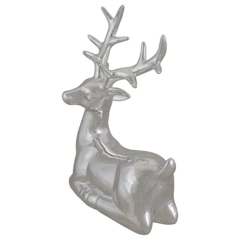 Northlight 10" Metallic Silver Sitting Reindeer Christmas Tabletop Decor, 3 of 5