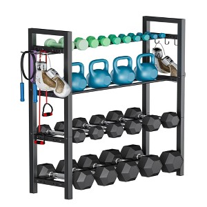 MOEPISY Black Adjustable Dumbbell Rack, Weight Storage Stand Holder for Dumbbells & Kettlebells (Rack Only) - 1 of 4