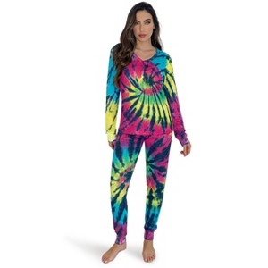 #followme Tie Dye 2 Piece Jogger Thermal Pajama Set for Women 6862-10575-XXL - 1 of 3