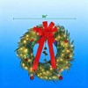 QingMoon Christmas Wreath, Artificial Pine Wreaths with Red Bows and Bells for Front Door and Outdoor Xmas Porch Decor - 4 of 4
