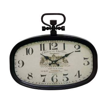 16"x18" Metal Pocket Watch Style Wall Clock White - Olivia & May