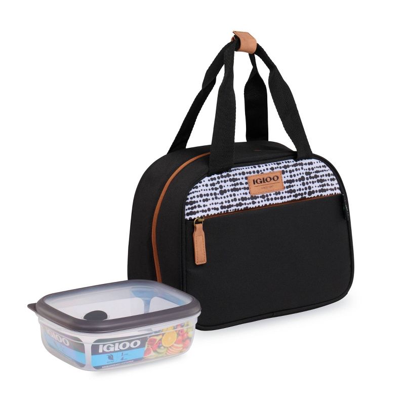 Igloo Repreve Urban Bowler Lunch Tote with Pack In - Black/White, 3 of 10
