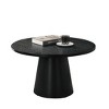 Modern Contemporary Style Round Coffee Table Cone Shape Base Pedestal Rubberwood Structure Black Finish - 2 of 4