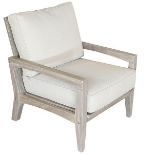 Courtyard Casual Driftwood Gray Teak Surf Side Outdoor Club Chair with Cushions - 1 of 4