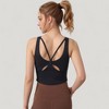 Anna-Kaci Active Women's Scoop Neck Cropped Tank Top with Strappy Cutout Back and Ruched Side Detailing - 3 of 4