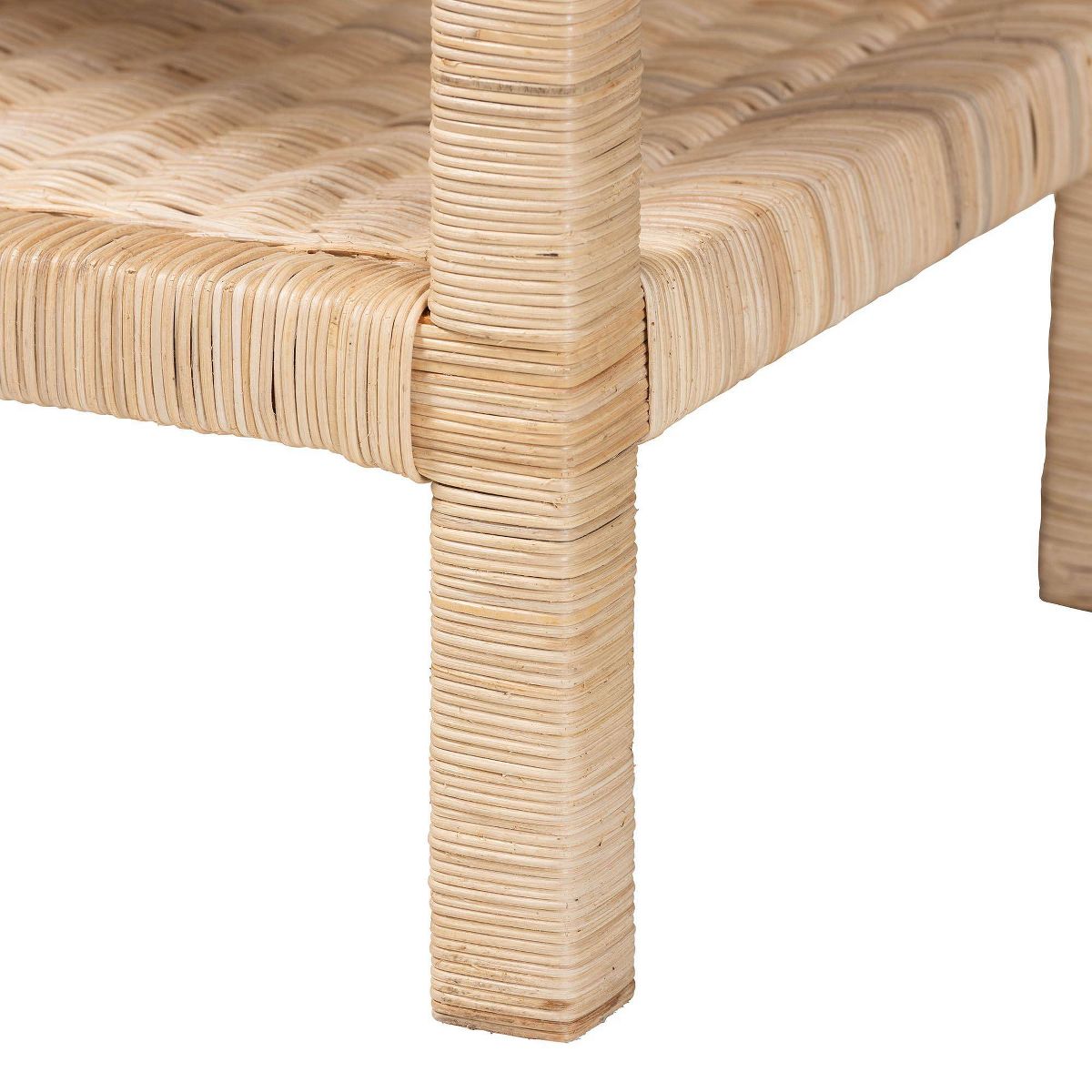 bali & pari Sumana Scallop Side Table: Handcrafted, Mahogany Frame, Open Shelf Storage - thumbnail 6