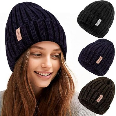 SENPUKI Womens Winter Knitted Beanie Hat 3PCS,Warm Knit Fashionable Caps,Womens Beanie for Fall Cold Weather