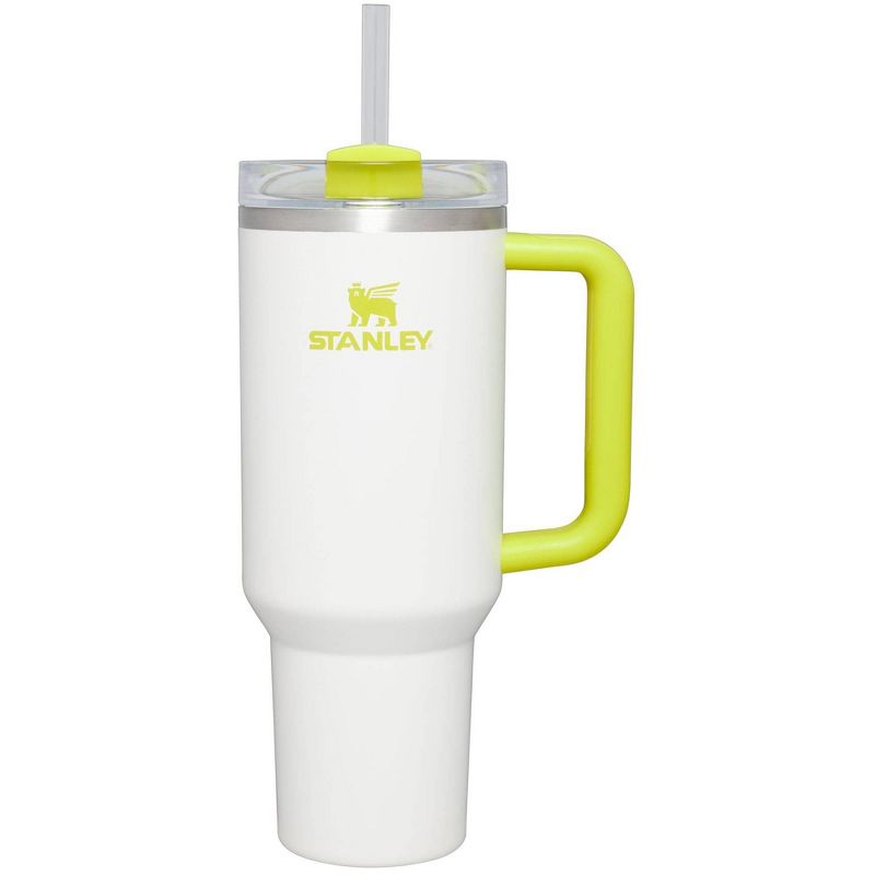 Stanley 40 oz Stainless Steel H2.0 Flowstate Quencher Tumbler White/Electric Yellow, 1 of 5