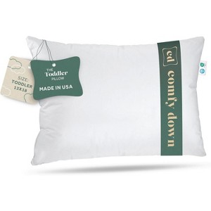 ComfyDown Toddler Goose Down Pillow  800 Fill Power  300TC Cotton Cover  Ages 18M to 6Y (13"x18")  Made in USA - 1 of 1