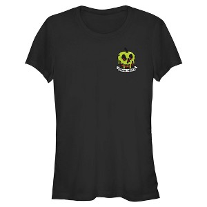 Juniors Snow White and the Seven Dwarfs Small Poison Apple Skull Logo Badge T Shirt - 1 of 4