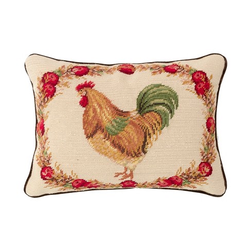 Needlepoint Rooster Pillow Cushion Canvas hotsell Completed