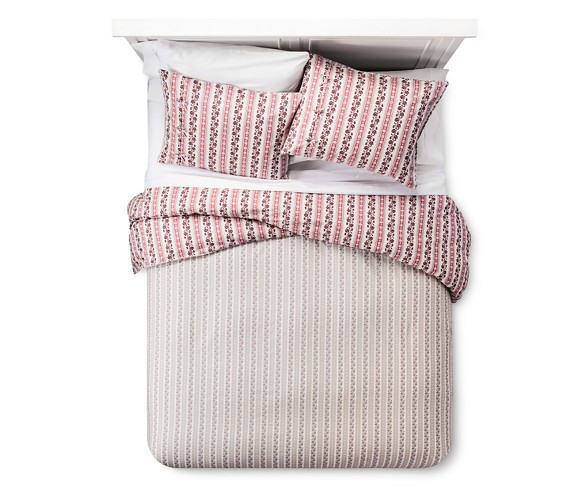Darby Way Reversible Duvet Cover and Sham Set (Full/Queen) Red 3-Piece - Beekman 1802 FarmHouse&#153;