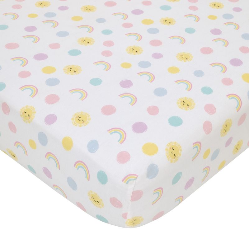 NoJo Happy Days Multicolored Rainbows and Suns 100% Cotton Nursery Fitted Crib Sheet., 1 of 6