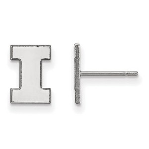 Black Bow Jewelry 14k White Gold Illinois Fighting Illini NCAA Post Earrings - 1 of 3