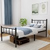 74.6"L x 37.5"W x 36"H Metal Platform Twin Bed Frame with Iron Art Headboard & Footboard Underbed Storage No Box Spring Needed 450lbs Capacity - 2 of 4