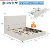 Queen/King Size Bed Frame w/ Storage Drawers, Corduroy Upholstered Platform Bed w/ Wingback and Tufted Headboard - 2 of 4
