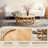 31.5" Natural Wood Round Boho Coffee Table with Open-Frame Base, Rustic Farmhouse Accent Table - 4 of 4