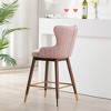 Roundhill Furniture Leland Fabric Upholstered Counter Height Wingback Stools, Pink, Set of 2 - 3 of 4