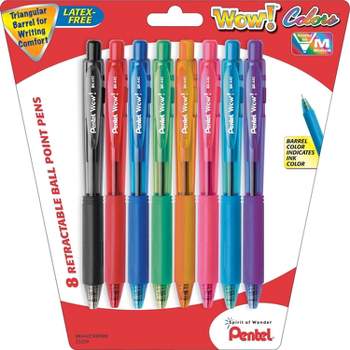 Pentel® RSVP® Ballpoint Pens, Fine Point, 0.7 mm, Clear Barrel, Black Ink,  Pack Of 5