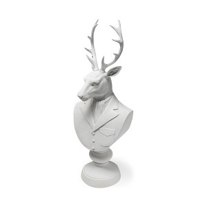 HomeRoots 23" White Polyresin Suited Deer Bust Tabletop Sculpture - 1 of 4