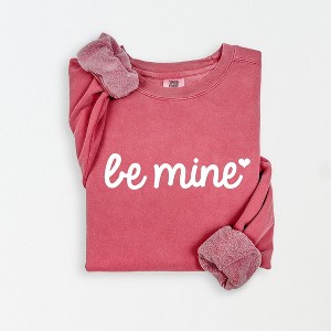 Simply Sage Market Women's Lightweight Garment Dyed Graphic Sweatshirt Be Mine Cursive Heart - 1 of 4