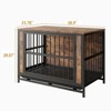 VisioGear 38.9" Dog Crate Furniture, Wooden Dog Crate Table with 2 Sliding Doors, Decorative Pet Crate House, Rustic Brown, 38.9"*23.78"*28.07" - 3 of 4