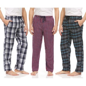 DARESAY 3 Pack: Plaid Pajama Pants For Men Mens Flannel Pajama Pants With Pockets & Button Fly - 1 of 4