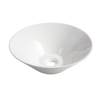 Vynxaria 16.5" Round Gloss White Vessel Bathroom Sink Above Counter Art Basin