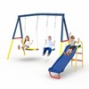 Okak Swing Set with Heavy-Duty A-Frame, Kids Swing with 1 Saucer Swing Seat & 1 Belt Swings Seat/Slide, Outdoor Swing for Boys and Girls - 3 of 4