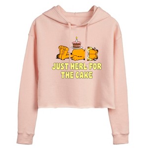 Women's - Garfield - Just Here For Cake Cropped Graphic Hoodie - 1 of 3