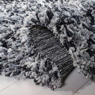 Handmade Black and Ivory Tufted Shag Rug, 8' x 10'