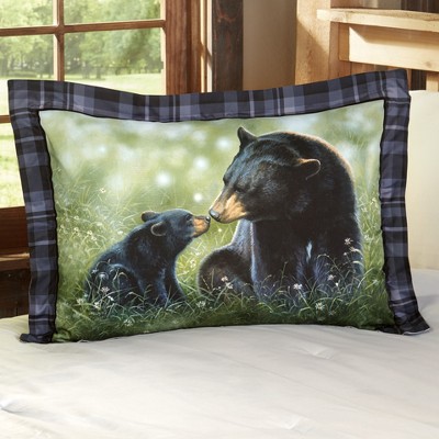 Lakeside Black Bear Sham - Pillowcase with Animal Lodge Print - Standard