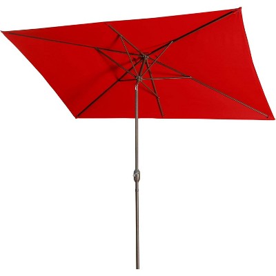 Heynemo 6.5 x 10 Ft Rectangular Patio Umbrella, Outdoor Table Market Umbrella with Crank, 6 Steel Ribs, Polyester Canopy, Tilt Umbrella