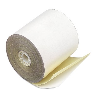 Iconex Impact Printing Carbonless Paper Rolls, 2.25" x 70 ft, White/Canary, 50/Carton