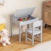 Costway Toddler Craft Table & Chair Set Kids Art Crafts Table withPaper Roll Holder Grey/White - image 3 of 4