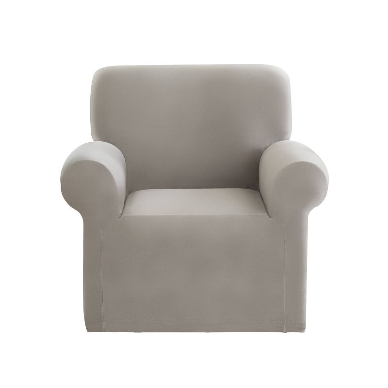 Sure Fit Hampstead Stretch Velvet One Piece Chair Slipcover Light Gray, 3 of 6