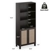 FURNIinspire Decorative Bookshelf 5 Shelf Bookcase With Rattan Doors, Standing Storage Cabinet, Storage Shelves, Dark Walnut, 14.6"*29.9"*70.9" - 3 of 4