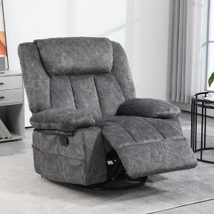 CIPACHO Rocker Recliner Chair with Swivel Fabric Reclining Chair with Cushion Rocking Chair with Footrest Charcoal Gray - 1 of 4