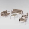 Cape Coral 5pc Aluminum Patio Sofa Set  Silver/Khaki - Christopher Knight Home - 2 of 4