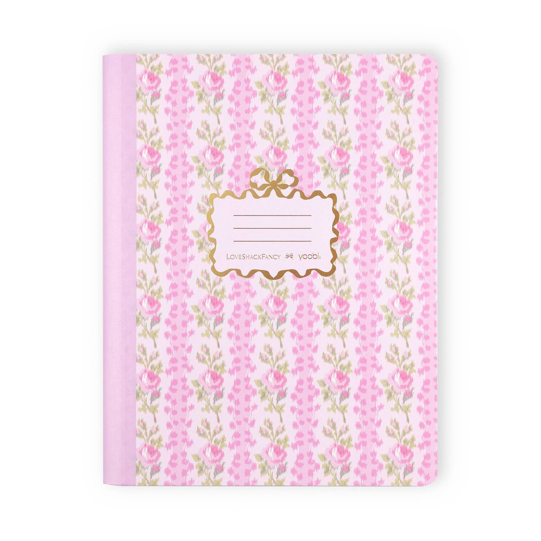 LoveShackFancy x Target - Yoobi Blooming Heirloom Wide Ruled Composition Book 7.5"x 9.75" Strawberry Macaroon