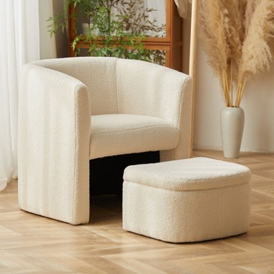 Barrel Chair with Storage Ottoman Set | COLAMY