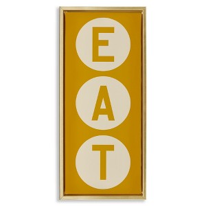 Stupell Industries Retro Style Eat Circle Letters Sign Floating Frame Canvas Art, Gold, 15" x 31" - 1 of 4