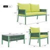 DSVIMOY 4-Piece Patio Furniture Set with Thick Cushion, Outdoor Furniture with Glass Table, Green, 49.8"*27.75"*30.55" - 2 of 4