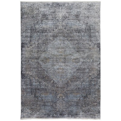 Sarrant Transitional Distressed Gray/Silver/Ivory Area Rug