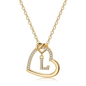 Turandoss 18K Gold Heart Initial Necklace for Women Girls, Dainty Zircon Pendant Necklace, Birthday Gifts for Women Girls, Gold Jewelry, 20+2.5In - 1 of 4