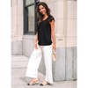 Women's Lace Top Pleated Short Sleeve Flowy Blouse Summer Loose Business Casual Dressy Shirts - 3 of 4